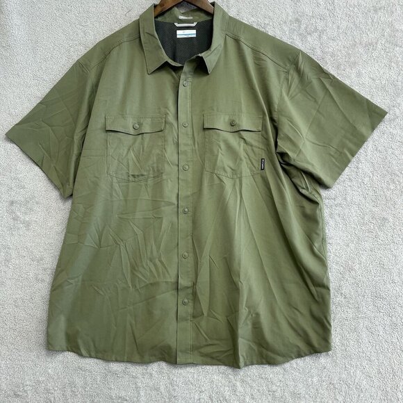 NWOT Columbia Men's XXL Short Sleeve Green Button up Shirt Outdoor - Picture 2 of 7